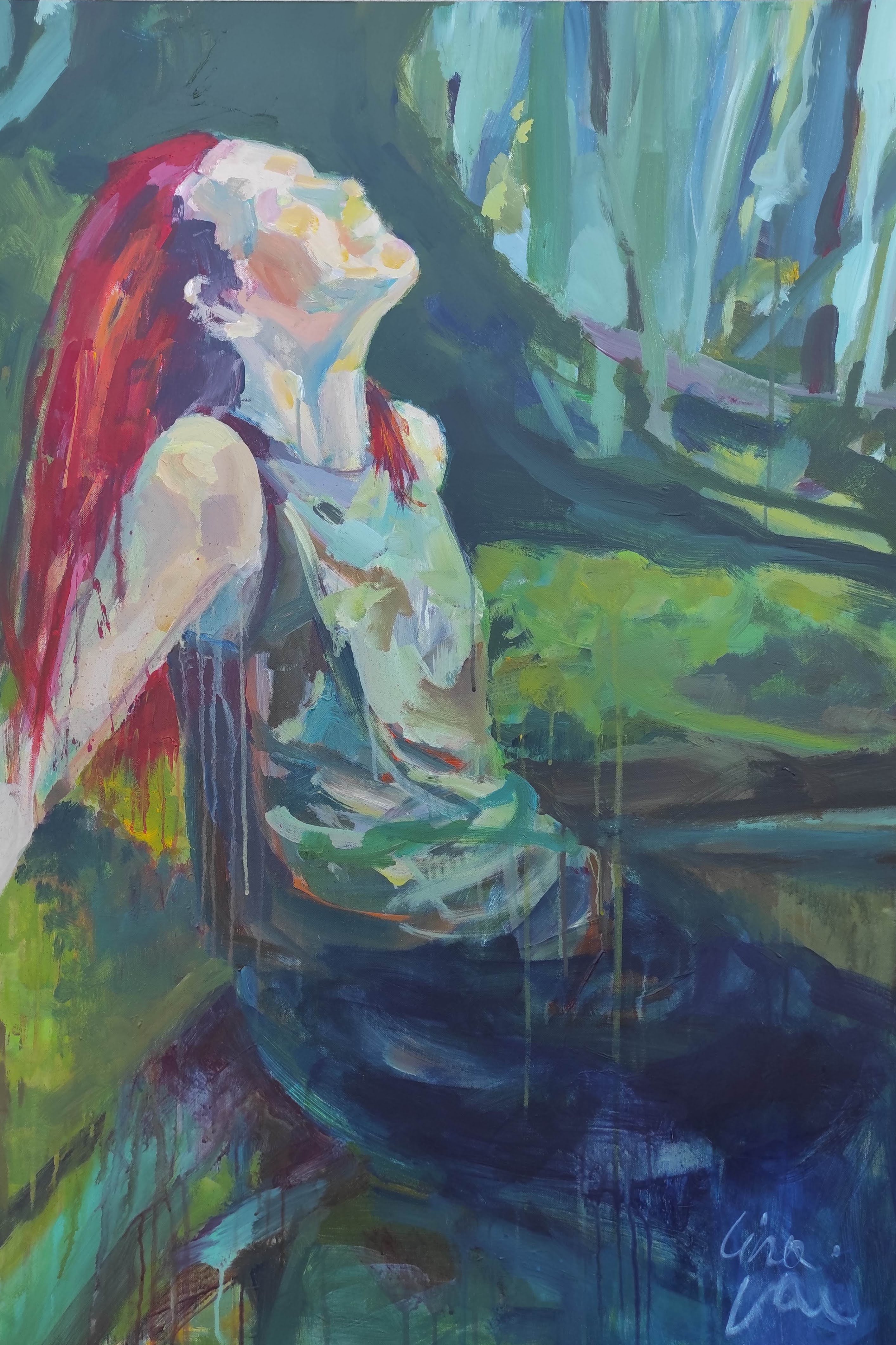 tapytas_paveikslas_drobė_akrilas_gera_emocija_tapyba_moteris_laiminga