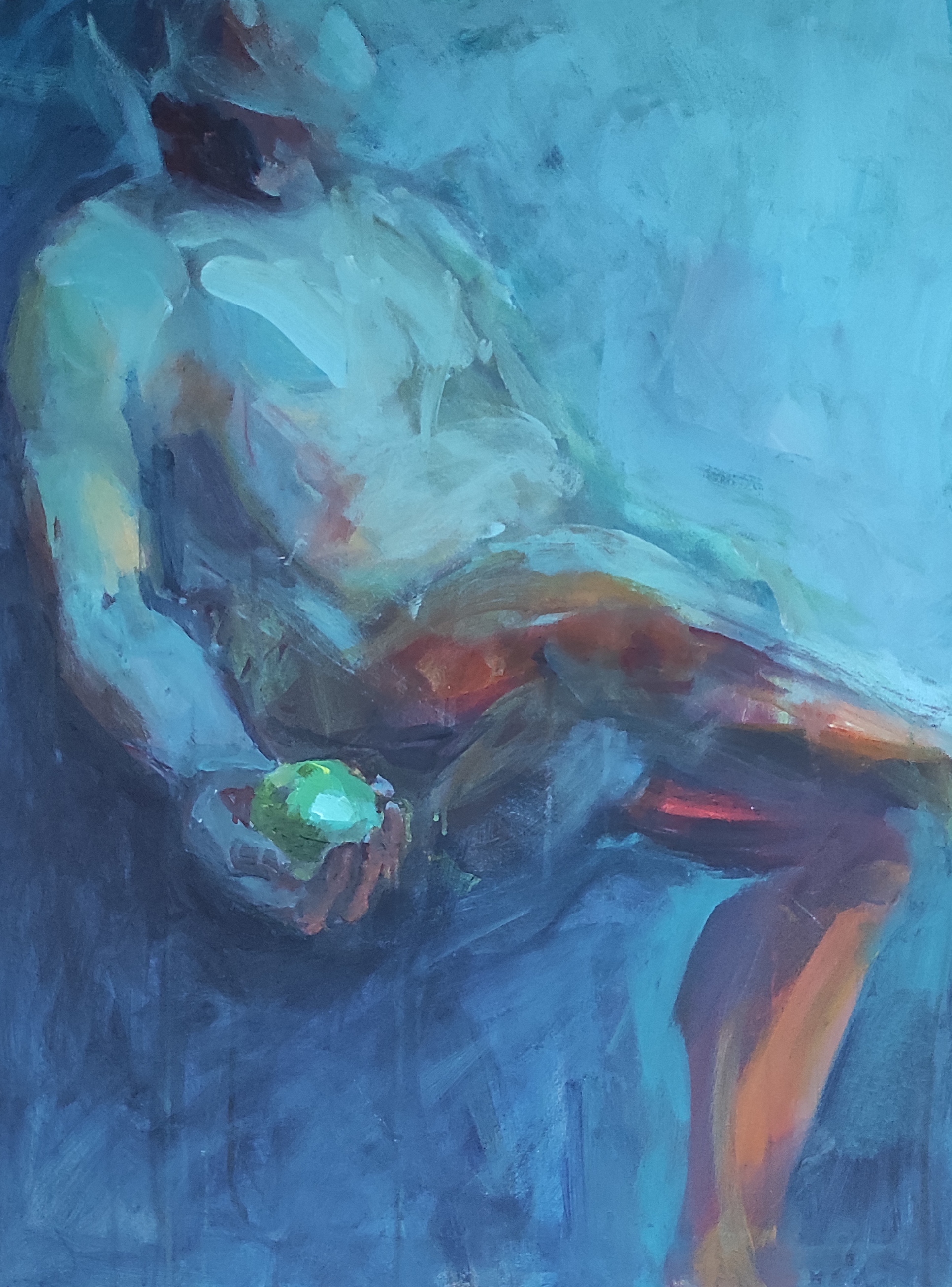 Tapyba-akriliniais-dažais, Sėdinčio-vyro-siluetas